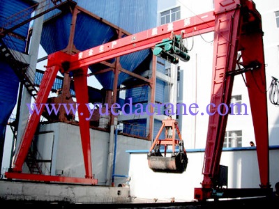 Single girder gantry crane with grab bucket